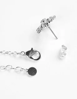 Ketting en oorbellen - Siersteentjes - zilver