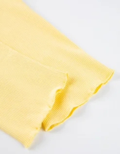 Legging - Geribde structuur - lichtgeel