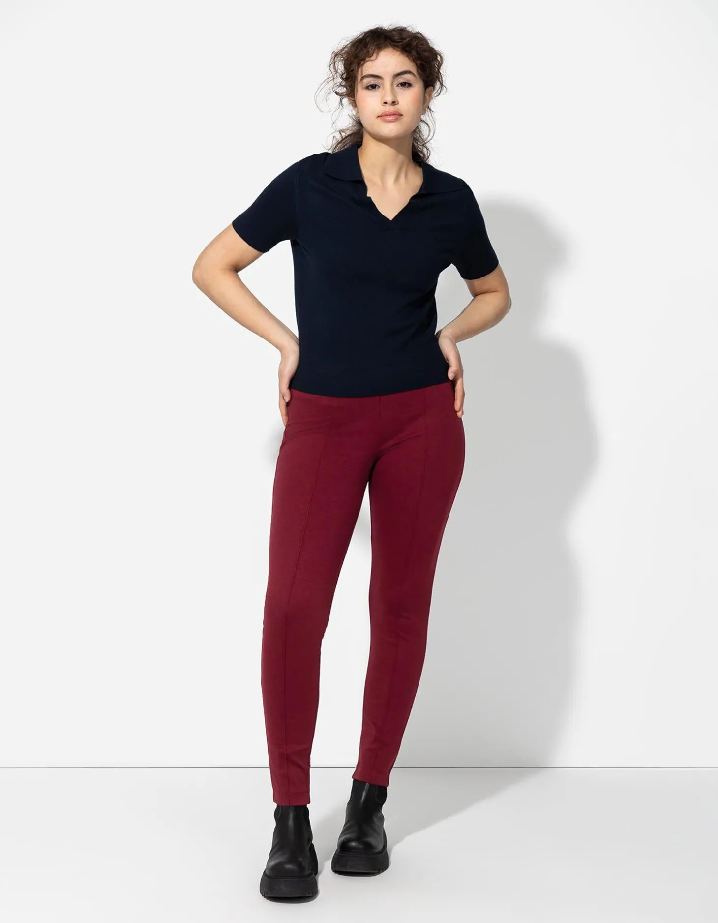Legging - Plooi - donkerrood