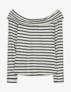 Longsleeve - Carmenhals - wit