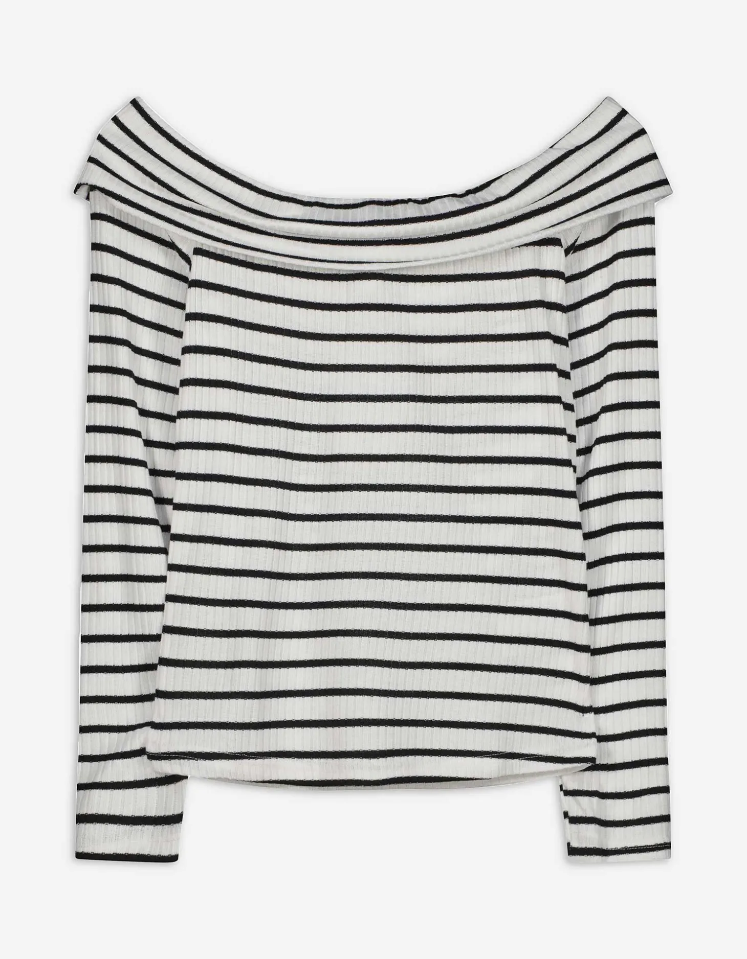 Longsleeve - Carmenhals - wit