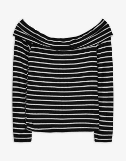 Longsleeve - Carmenhals - zwart