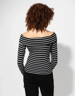 Longsleeve - Carmenhals - zwart