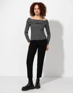 Longsleeve - Carmenhals - zwart