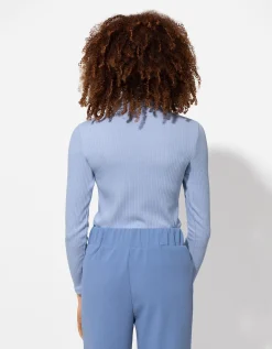 Longsleeve - Geribde structuur - lichtblauw
