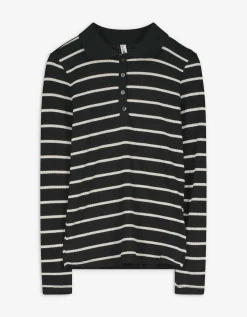 Longsleeve - Geribde structuur - zwart