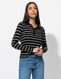 Longsleeve - Geribde structuur - zwart
