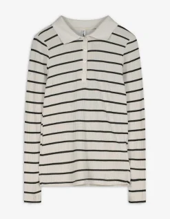 Longsleeve - Geribde structuur - beige