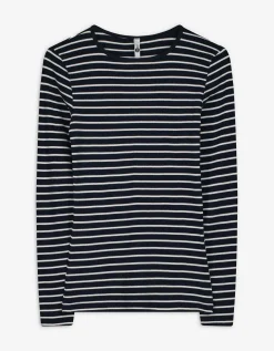 Longsleeve - Geribde structuur - donkerblauw