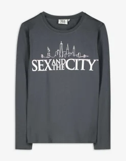 Longsleeve - Glitterprint - donkergrijs