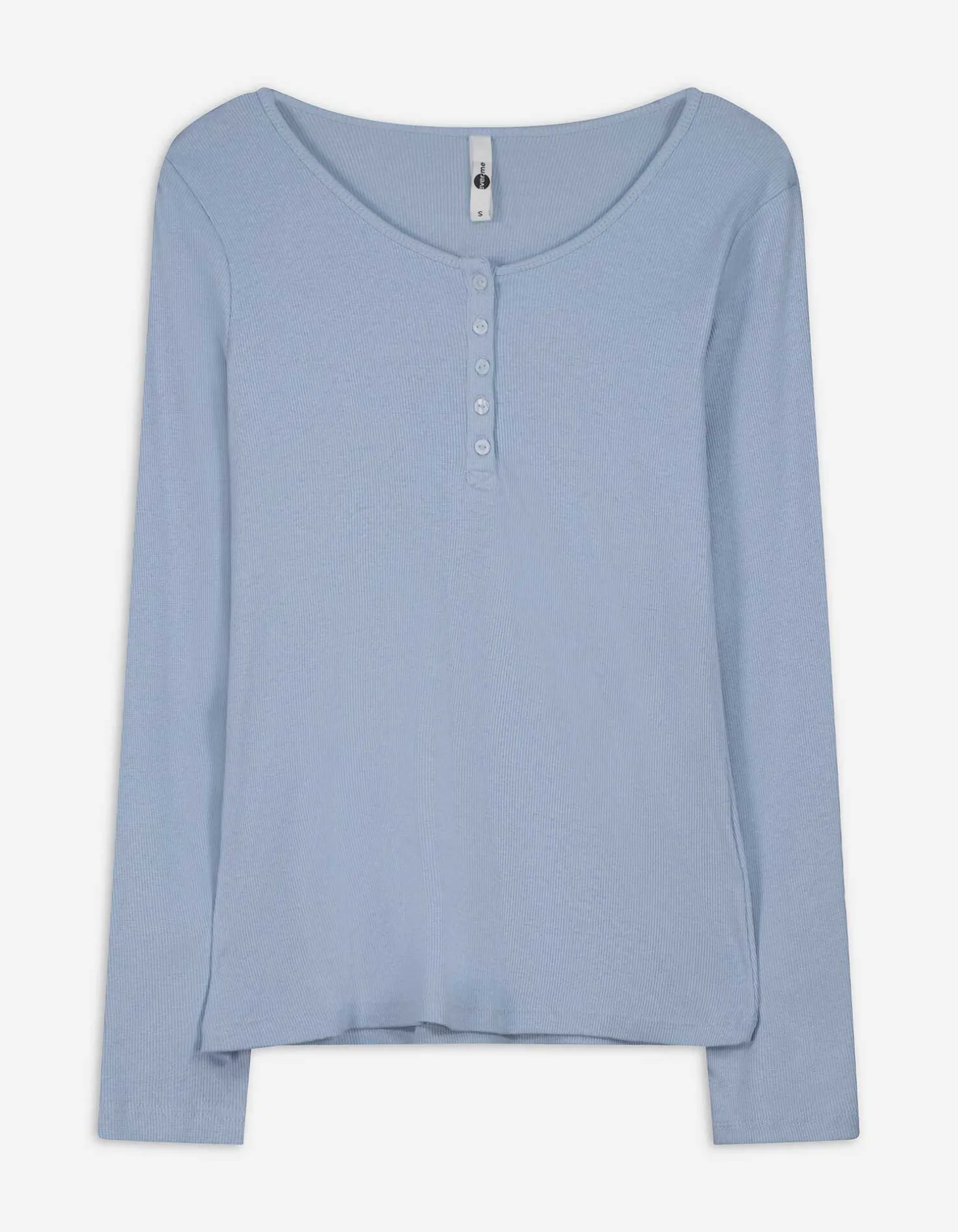 Longsleeve - Knoopsluiting - lichtblauw