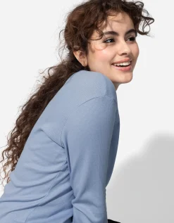 Longsleeve - Knoopsluiting - lichtblauw