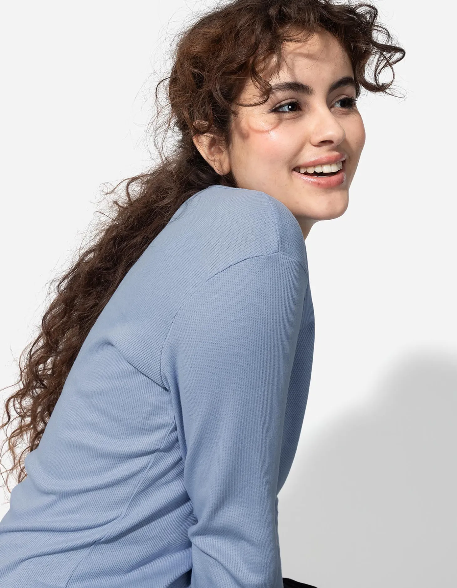 Longsleeve - Knoopsluiting - lichtblauw