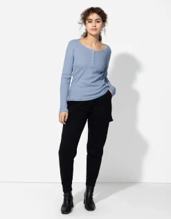 Longsleeve - Knoopsluiting - lichtblauw