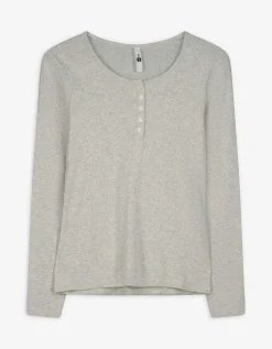Longsleeve - Knoopsluiting - lichtgrijs