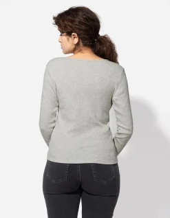 Longsleeve - Knoopsluiting - lichtgrijs