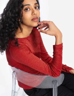 Longsleeve - Lurex - rood