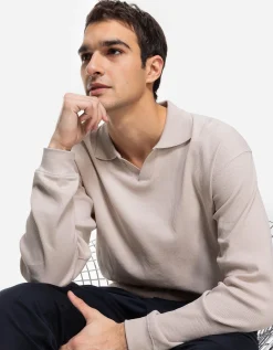 Longsleeve - Overhemd kraag - beige