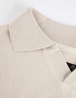 Longsleeve - Overhemd kraag - beige