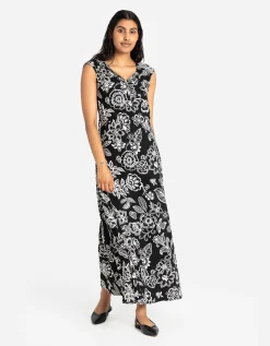 Maxi-jurk - Rugdecollet&eacute; - zwart