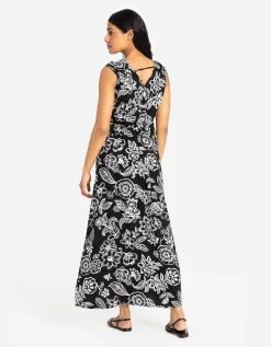 Maxi-jurk - Rugdecollet&eacute; - zwart