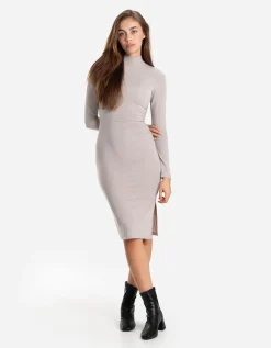 Midi-jurk - Lurex - beige