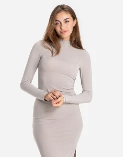 Midi-jurk - Lurex - beige