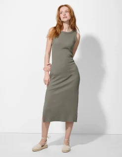Midi-jurk - Zijsplit - groen