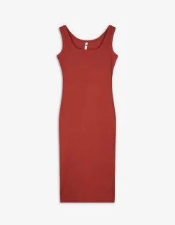 Midi-jurk - Zijsplit - rood
