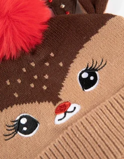Muts met pompon - Viscosemix - beige