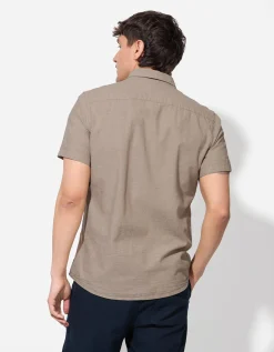 Overhemd - Gem&ecirc;leerd - beige