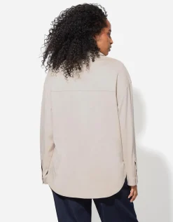 Overhemd - Imitatie suède - beige