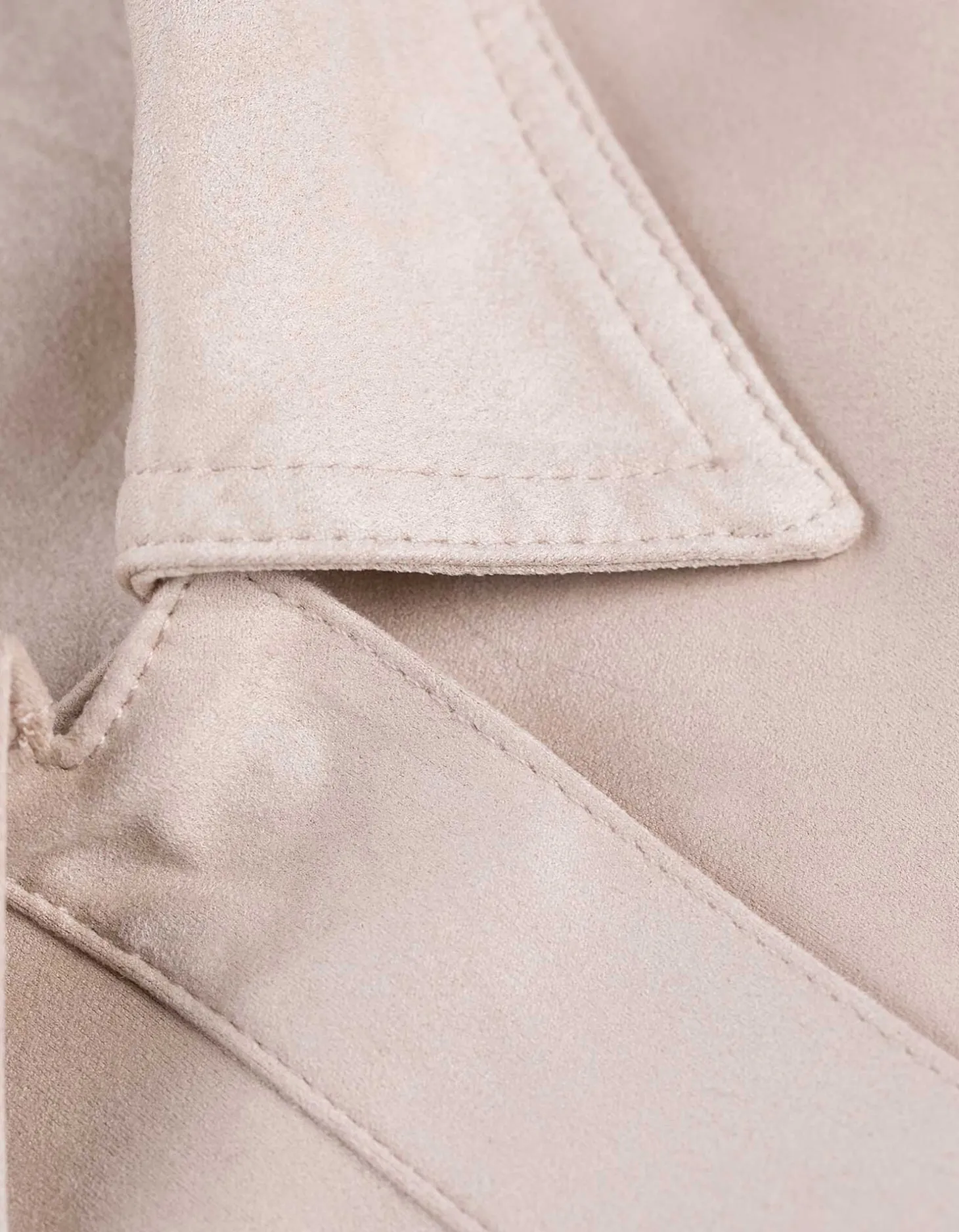 Overhemd - Imitatie suède - beige