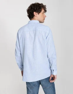 Overhemd - Linnenmix - blauw