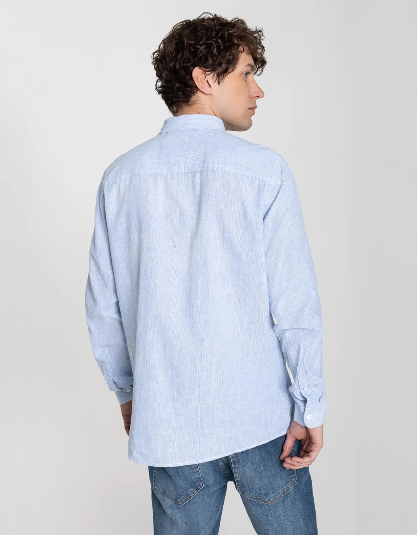 Overhemd - Linnenmix - blauw