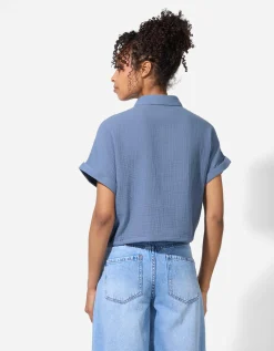 Overhemd - Mousseline - blauw