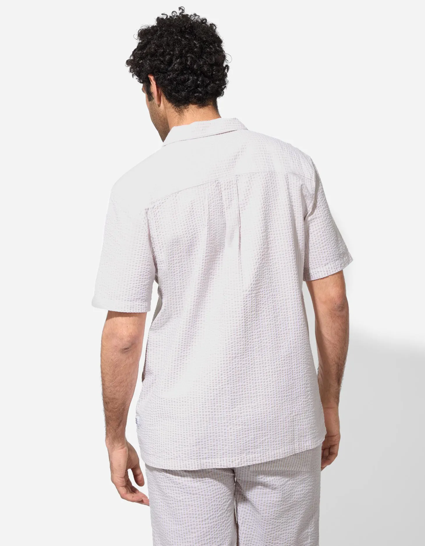 Overhemd - Seersucker - lichtgrijs