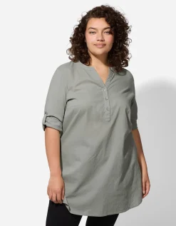 Overhemdblouse - Effen - donkergroen