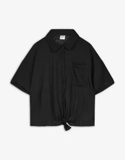 Overhemdblouse - Geknoopt detail - donkergrijs