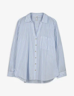 Overhemdblouse - Katoen - lichtblauw