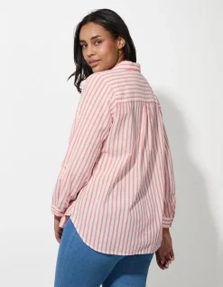 Overhemdblouse - Katoen - lichtrood