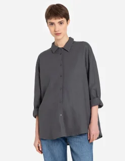 Overhemdblouse - Linnenmix - zwart