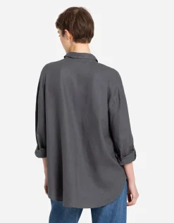 Overhemdblouse - Linnenmix - zwart