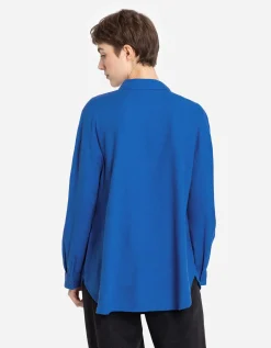 Overhemdblouse - Linnenmix - blauw
