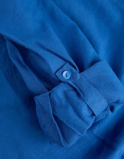 Overhemdblouse - Linnenmix - blauw