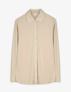 Overhemdblouse - Lurex - beige