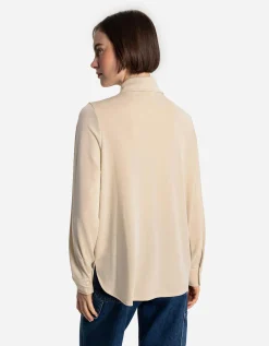 Overhemdblouse - Lurex - beige