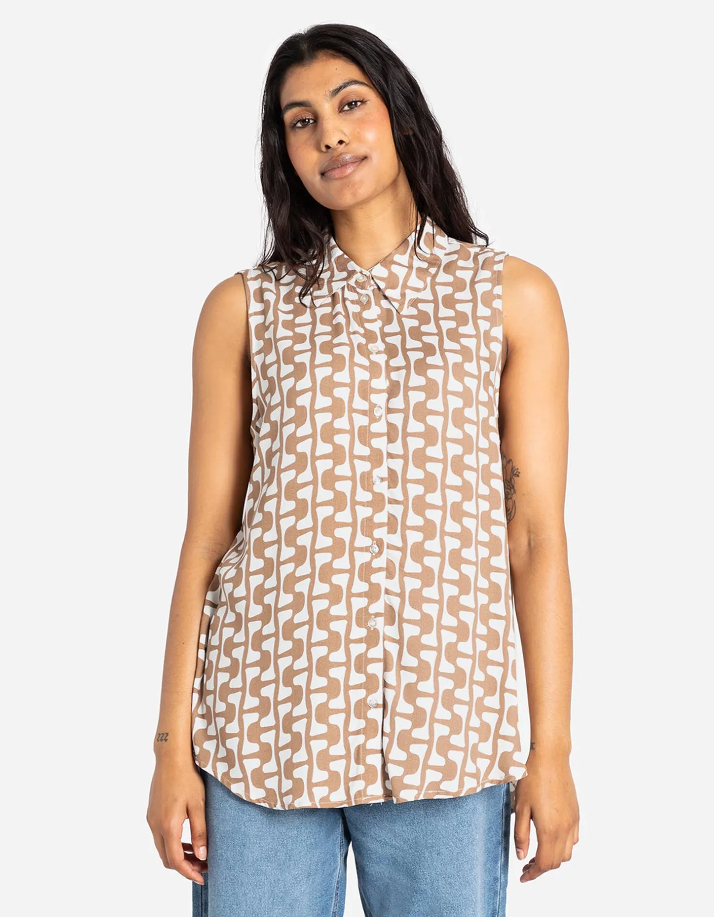 Overhemdblouse - Print all-over - beige