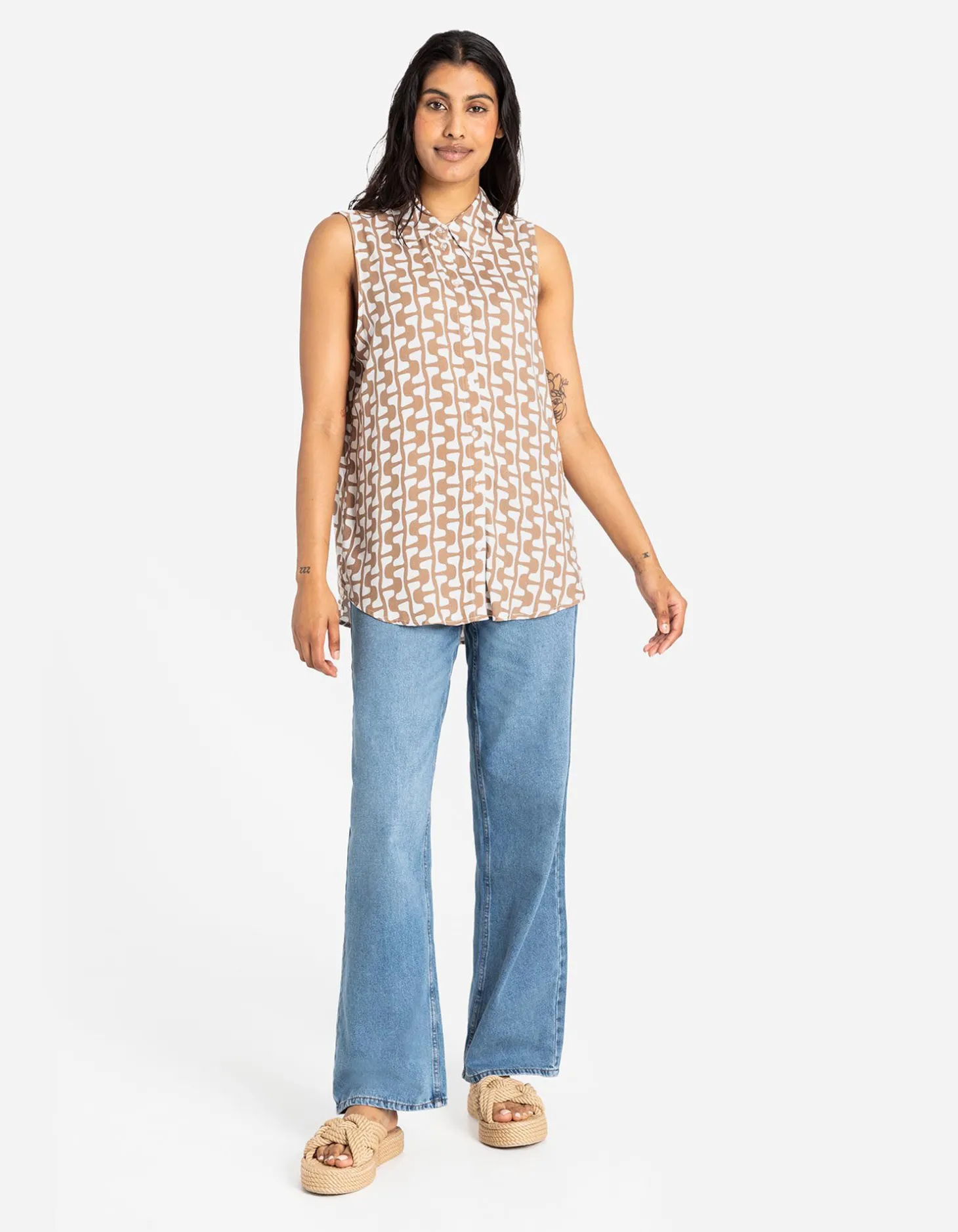 Overhemdblouse - Print all-over - beige