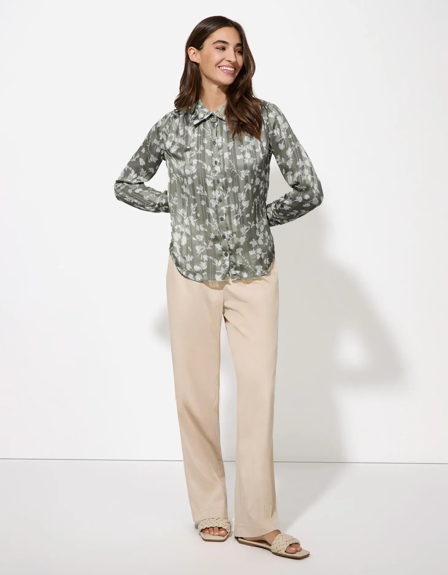 Overhemdblouse - Print all-over - donkergroen
